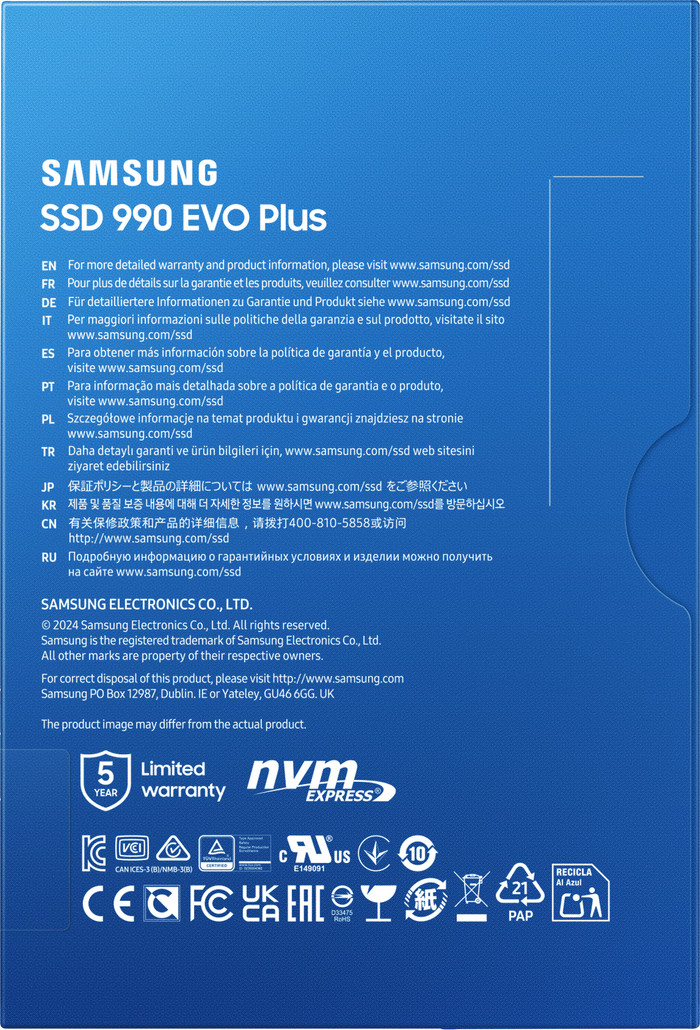 Samsung 990 Evo Plus 2TB NVMe SSD packaging