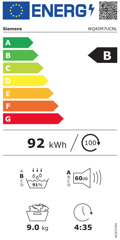 Siemens WQ45M7UCNL energielabel
