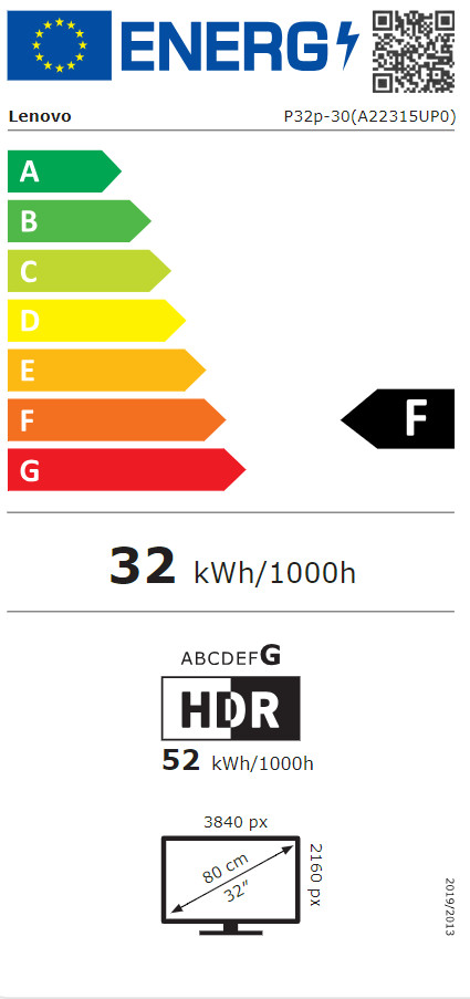 Lenovo ThinkVision P32p-30 energy label