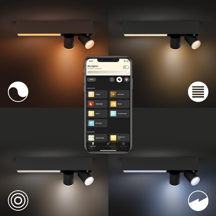 Philips Hue Centris Mounted Spot Light White and Color - Black - Rectangle - 2-spots product in use