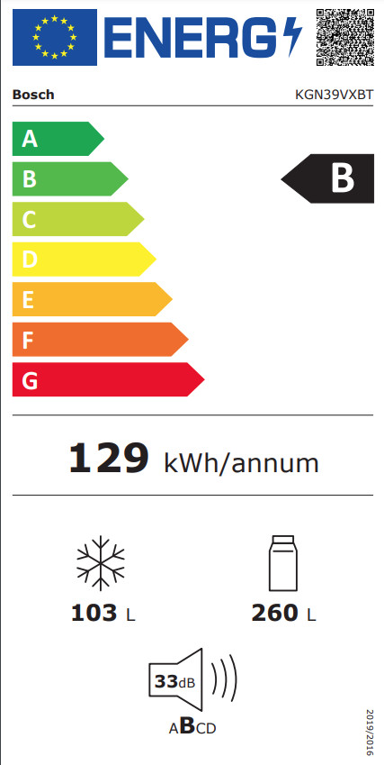 Bosch KGN39VXBT energielabel