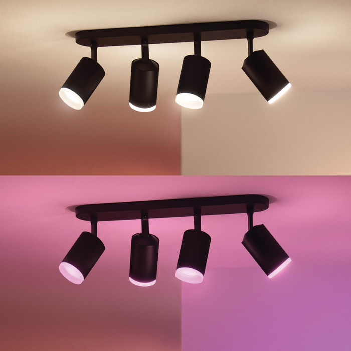 Philips Hue Fugato Mounted Spot Light White and Color - Black - 4-spots product in use