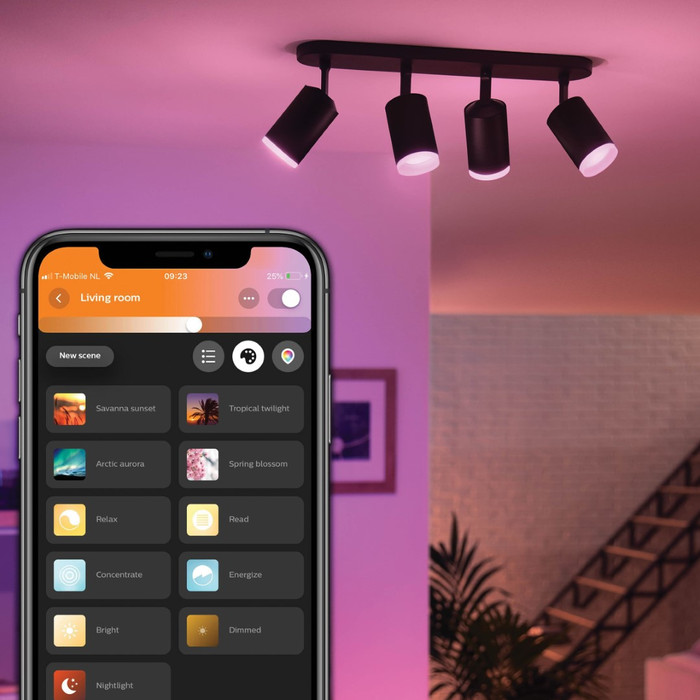 Philips Hue Fugato Mounted Spot Light White and Color - Black - 4-spots product in use