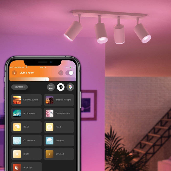 Philips Hue Fugato Mounted Spot Light White and Color - White - 4-spots product in use