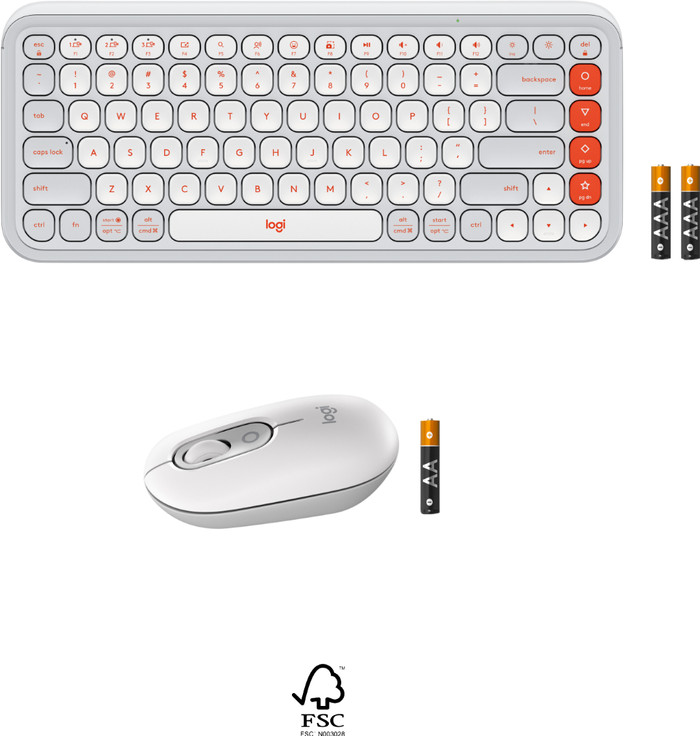 Logitech Pop Icon Combo toetsenbord en muis set Wit voorkant