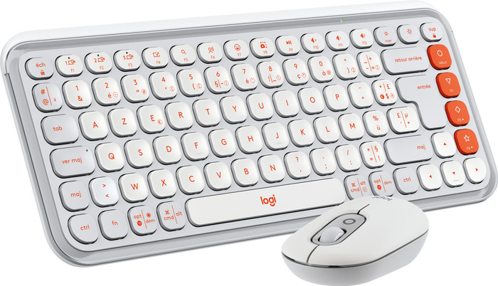 Logitech Pop Icon Combo Set Clavier et Souris Blanc AZERTY côté droit