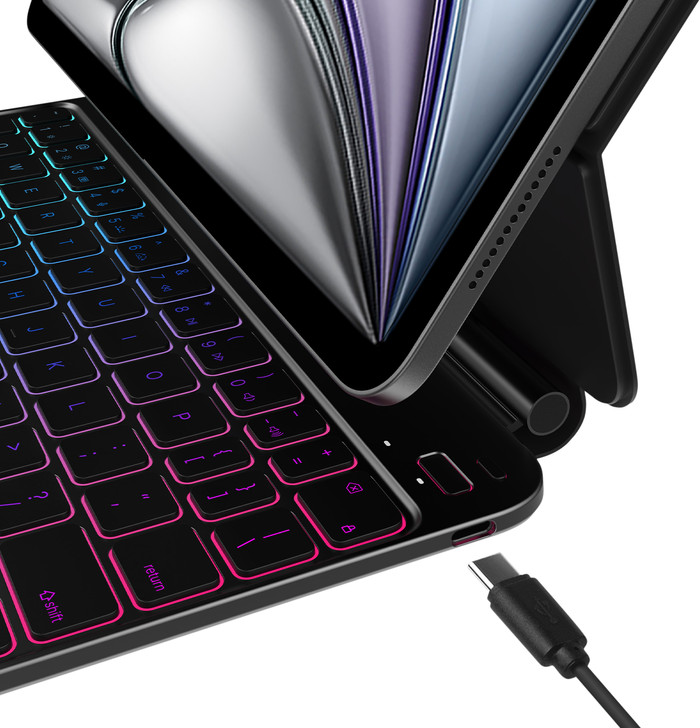 BlueBuilt Apple iPad Air (2025/2024) 11 inch Toetsenbord Hoes QWERTY Zwart rechterkant