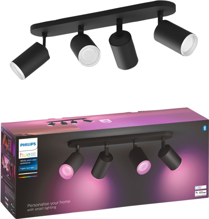 Philips Hue Fugato Mounted Spot Light White and Color - Black - 4-spots packaging