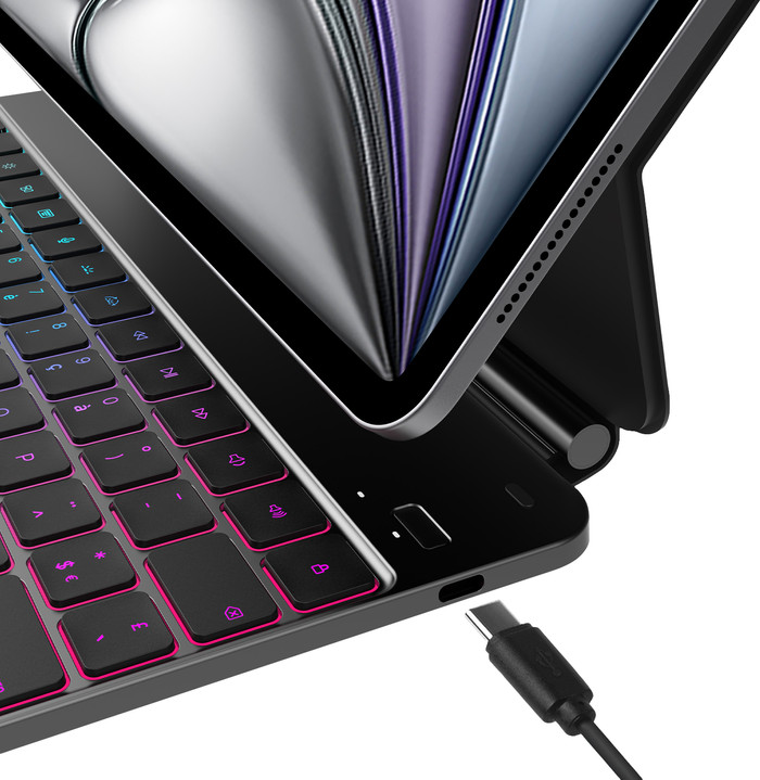 BlueBuilt Apple iPad Air (2024) 13 inches Keyboard Cover AZERTY Black right side