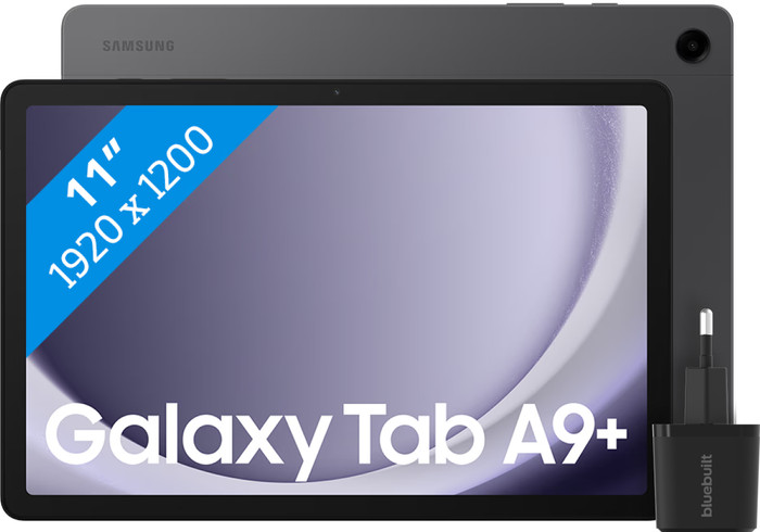 Samsung Galaxy Tab A9 Plus 11 inch 128GB Wifi en 5G Grijs + BlueBuilt Oplader Main Image