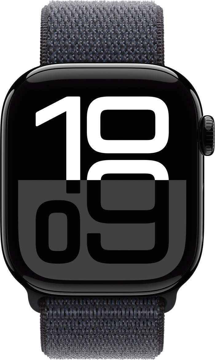 Apple Watch 44/45/46 mm Nylon Sport Loop Horlogeband Inkt detail