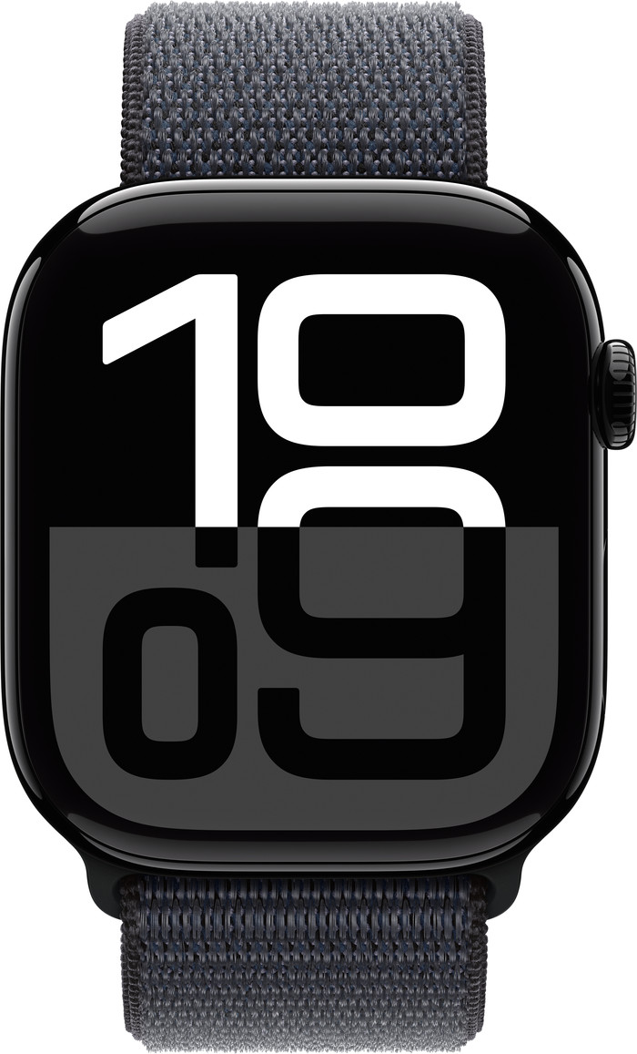 Apple Watch 44/45/46 mm Nylon Sport Loop Horlogeband Inkt detail