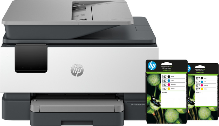 HP OfficeJet Pro 9120e + 2 zwarte + 2 kleuren cartridges Main Image