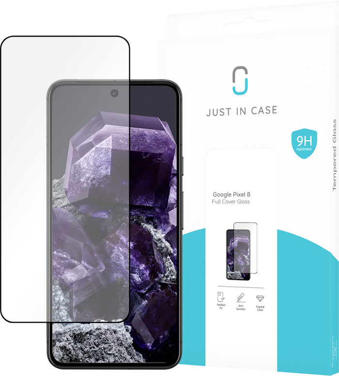 Just In Case Tempered Glass Google Pixel 8 Screenprotector verpakking