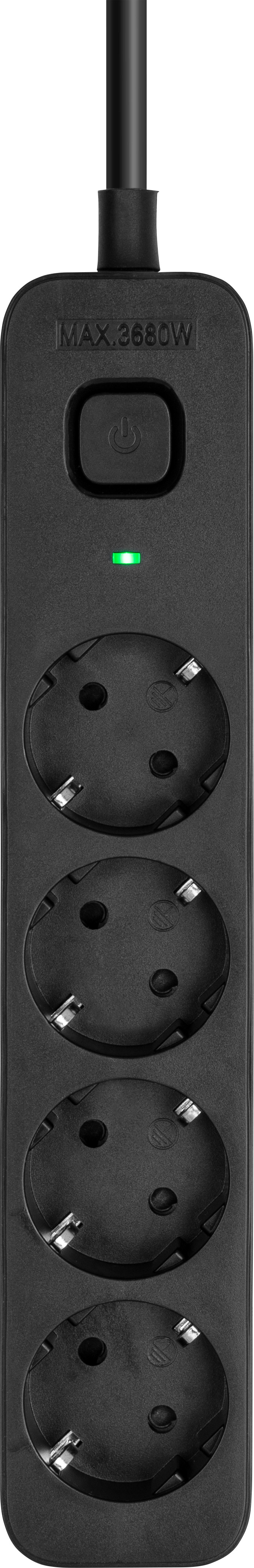 BlueBuilt Stekkerdoos 4-voudig 3 meter Zwart Main Image