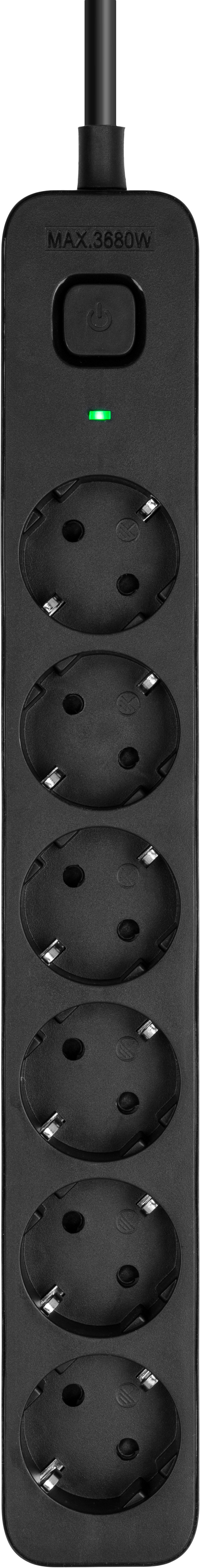 BlueBuilt Stekkerdoos 6-voudig 3 meter Zwart Main Image