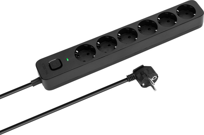 BlueBuilt Stekkerdoos 6-voudig 3 meter Zwart rechterkant