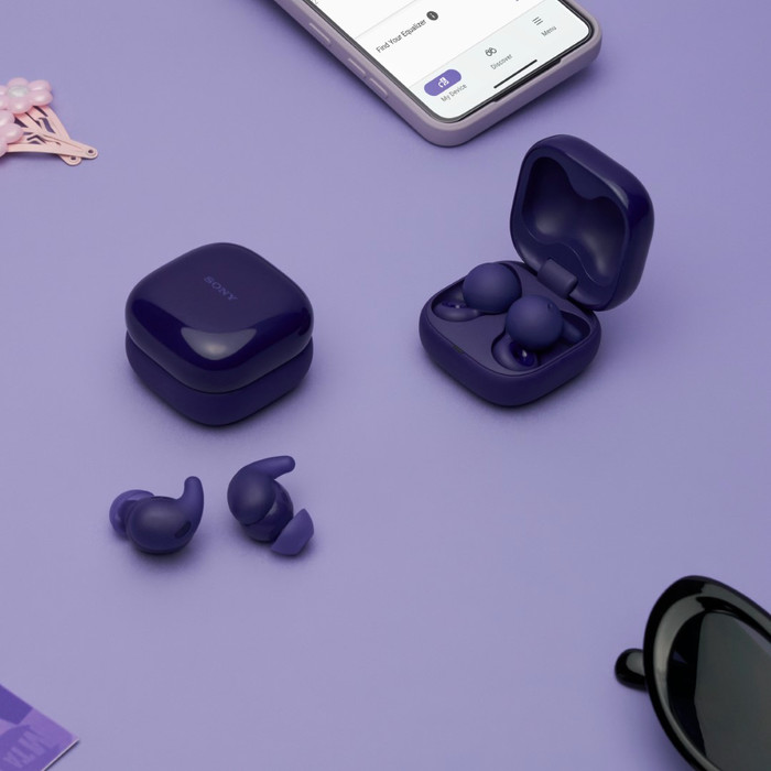 Sony LinkBuds Fit Paars Olivia Rodrigo edition detail