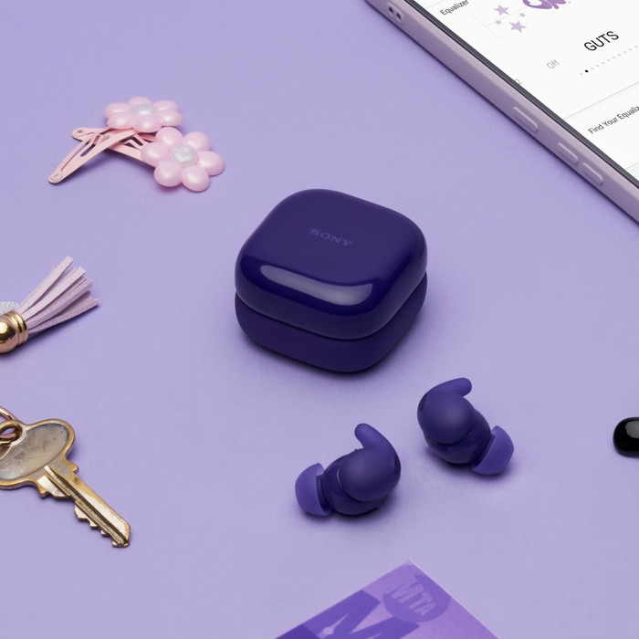 Sony LinkBuds Fit Paars Olivia Rodrigo edition detail