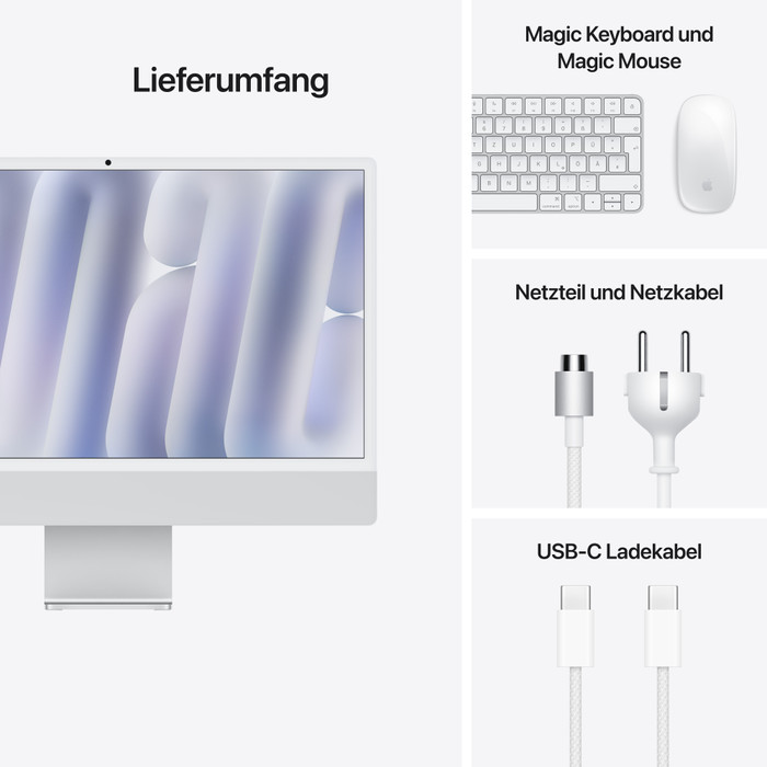 Apple iMac 24" M4 (8-Core-CPU/8-Core-GPU) 16GB/256GB Silber QWERTZ visueller lieferant