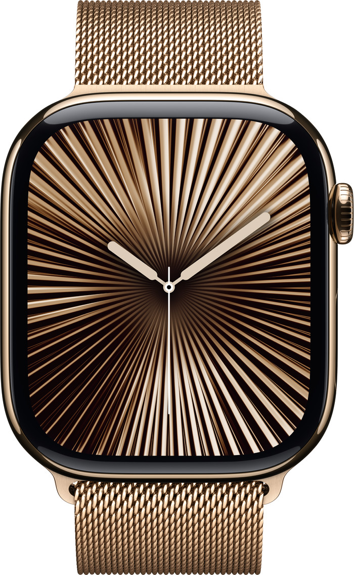 Apple Watch 44/45/46 mm MIlanees Bandje Goud detail