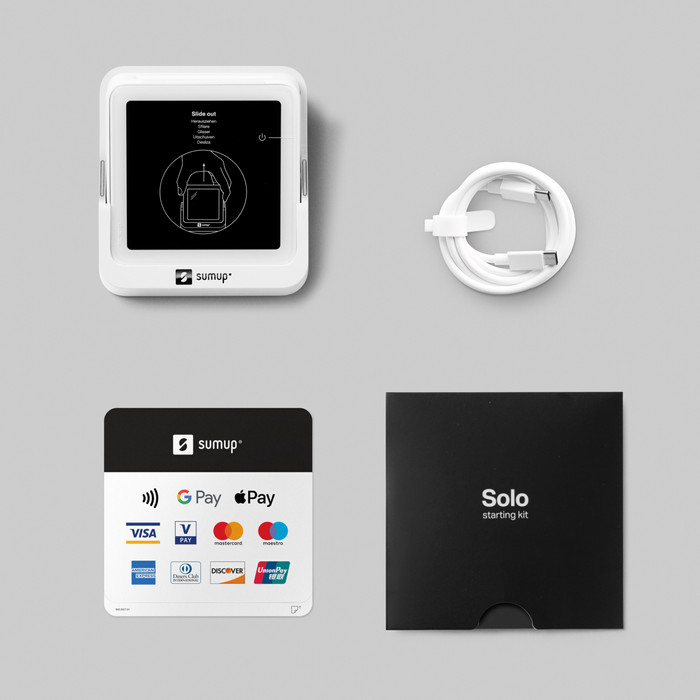 SumUp Solo 4G Mobiel Pinapparaat + Oplaadstation verpakking