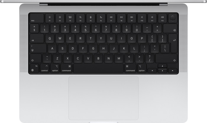 Apple MacBook Pro 14 inch M4 (10 core CPU/10 core GPU) 16GB/1TB Zilver QWERTY bovenkant