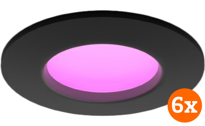 Philips Hue Inbouwspot Slim 6-pack - White and Color - 90mm - Zwart Main Image