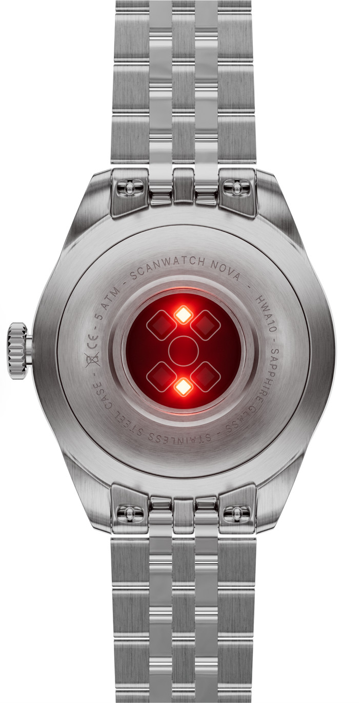 Withings ScanWatch Nova Brilliant Titanium Zilver 39mm achterkant