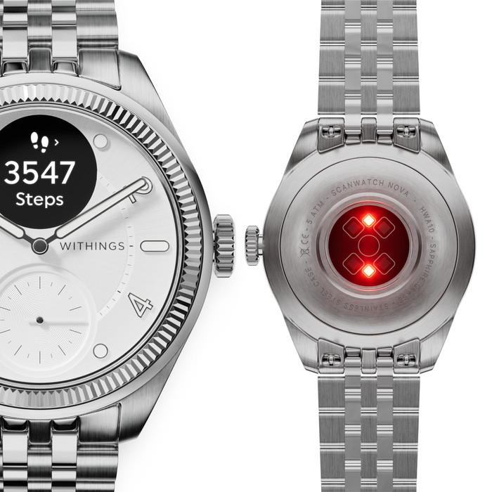 Withings ScanWatch Nova Brilliant Titanium Zilver 39mm detail