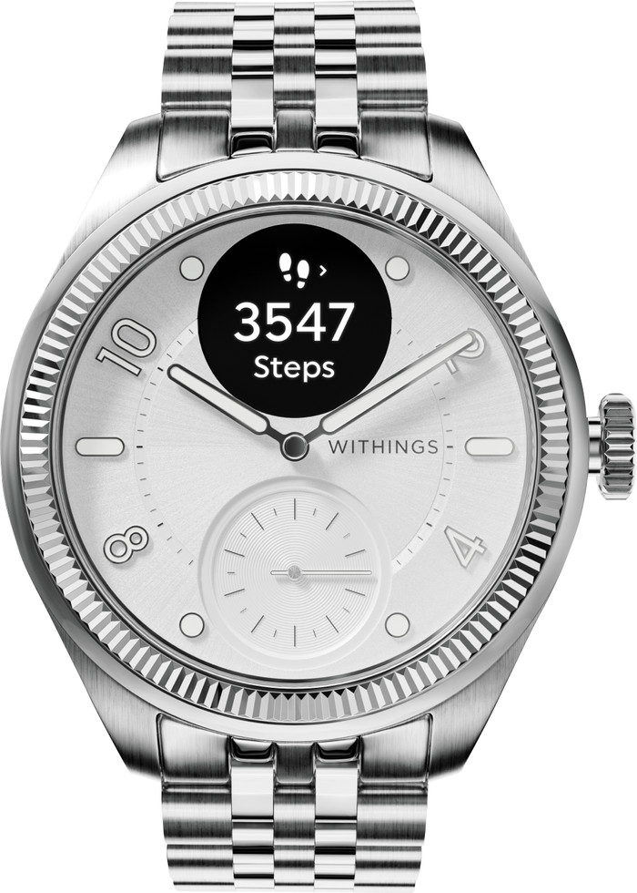 Withings ScanWatch Nova Brilliant Titanium Zilver 39mm voorkant