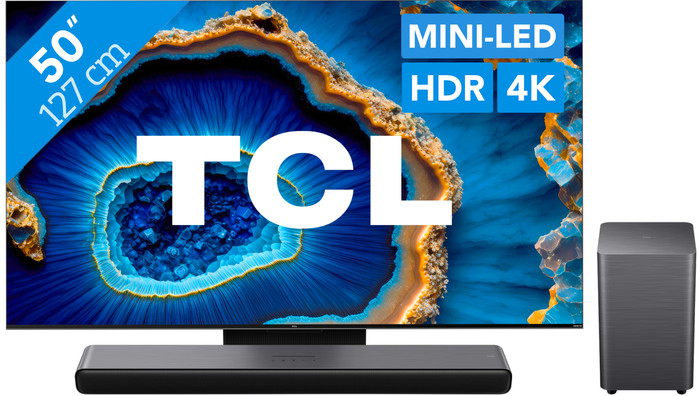 TCL QLED 50C803 (2023) + TCL S55H 2.1 Soundbar Main Image