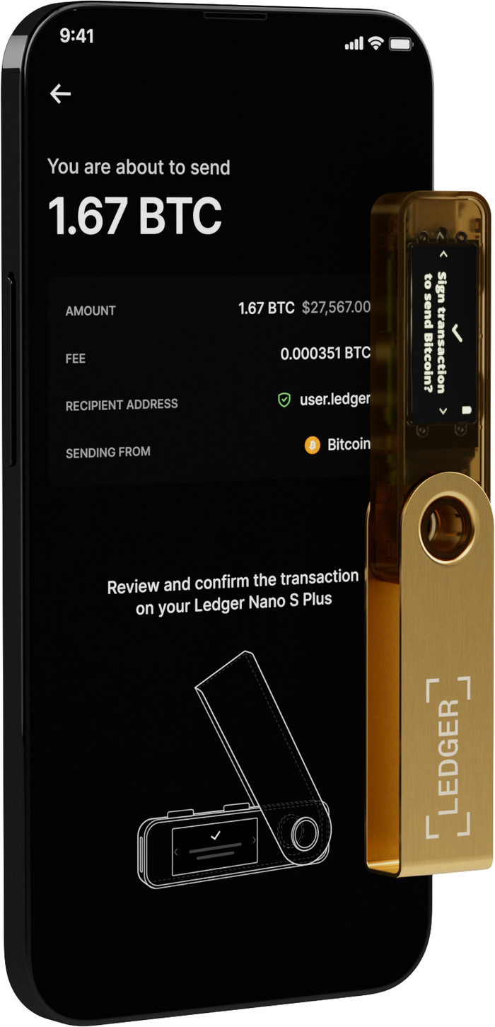 Ledger Nano S Plus Gold product in gebruik