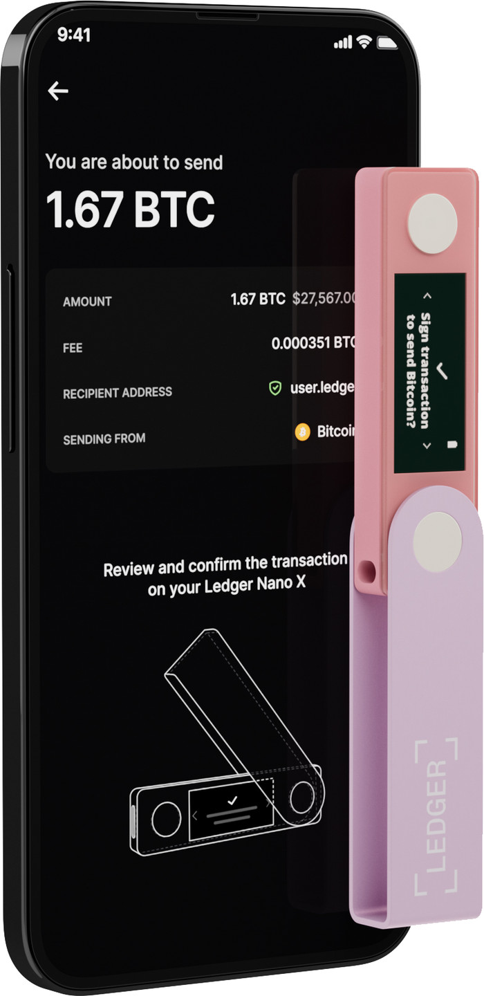 Ledger Nano X Pastel Pink product in gebruik