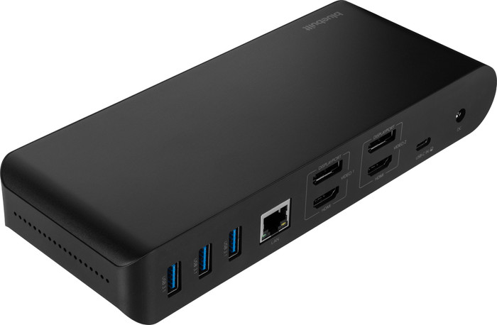 BlueBuilt Displaylink docking station Pro met Usb C zwart achterkant