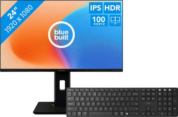 BlueBuilt 24-inch Full HD + BlueBuilt Wireless Bluetooth Keyboard Pro QWERTY Main Image