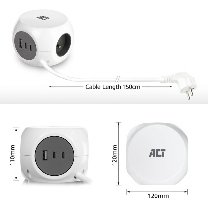 ACT AC2425 3 contacten stekkerdoos visual leverancier