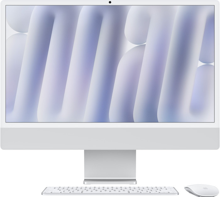 Apple iMac 24 inch M4 (10 core CPU/10 core GPU) 16GB/512GB met nano display Zilver AZERTY voorkant