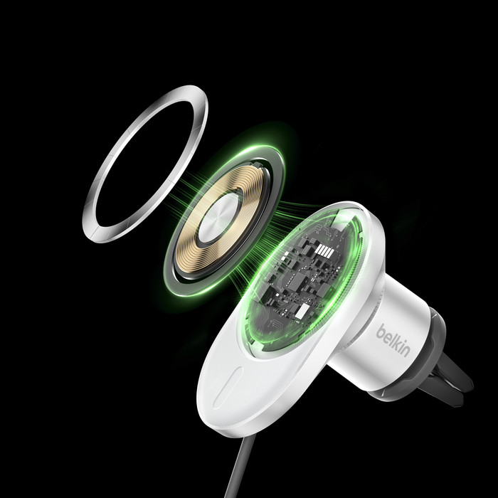 Belkin Handyhalterung Auto Lüftungsschlitze mit MagSafe und Qi2 Laden Silber innen