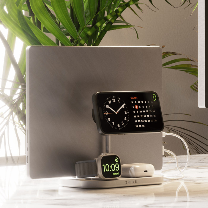 Zens 4-in-1 MagSafe met Qi2 Draadloze Oplader 15W met Standaard, Watch Stand en iPad Stand visual leverancier