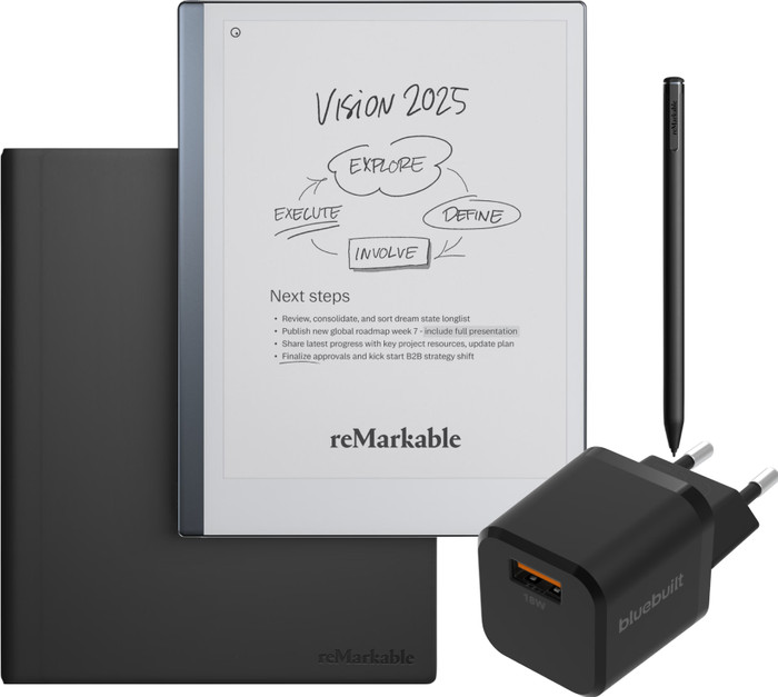 reMarkable 2 met Book Case Leer Zwart + BlueBuilt Oplader Main Image