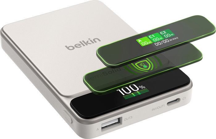 Belkin Powerbank 10.000 mAh met Snelladen 45 Watt Beige voorkant