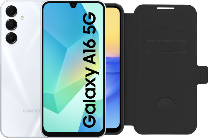 Samsung Galaxy A16 128GB Wit 5G + BlueBuilt Book Case Zwart Main Image