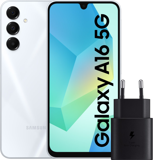 Samsung Galaxy A16 128GB Wit 5G + Samsung Oplader 25W Zwart Main Image