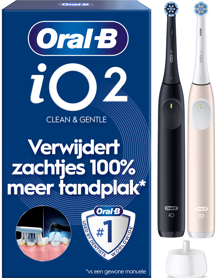 Oral-B iO 2 Zwart en Roze Duo Pack + Reisetui verpakking