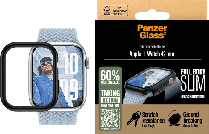 PanzerGlass Full Body Apple Watch 42mm Screenprotector Zwart verpakking