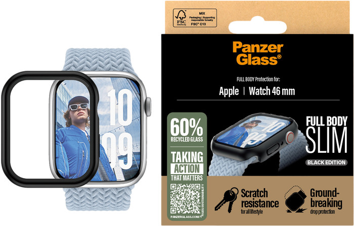 PanzerGlass Full Body Apple Watch 46mm Screenprotector Zwart verpakking