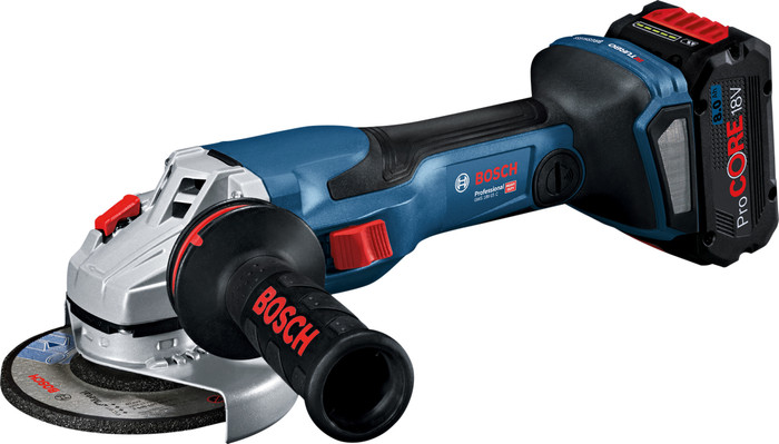 Bosch Professional GWS 18V-15 C 5,0 Ah GBA Accu (2x) Starterspakket rechterkant
