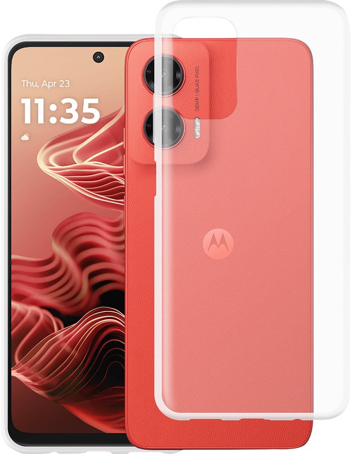 Just in Case Soft Design Motorola Moto G35 Back Cover Transparant product in gebruik