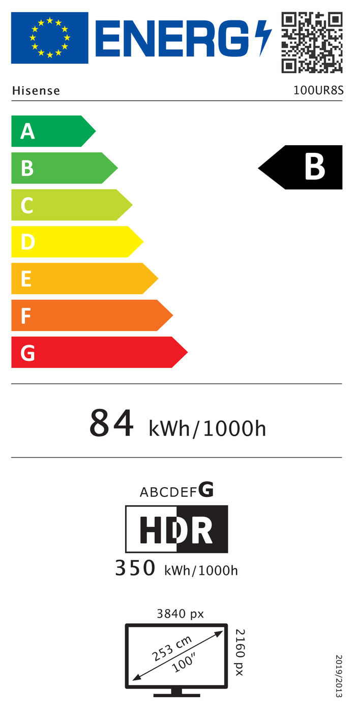 Hisense RGB Mini-led 100" UR8S (2026) energielabel